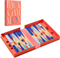 Printworks Art of Backgammon – Bold Red &amp Blue Acrylic Game Compact Book-Style Set for Adults Stylish Strategy Board