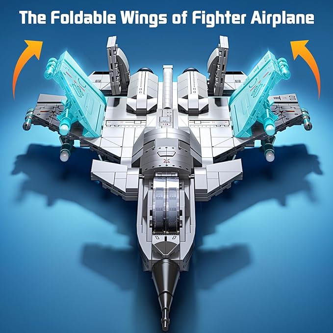 J-15 Fighter Jet Building Kit 577PCS Military Aircraft Model for Boys 8–12 Army Airplane Toy with Foldable Wings &amp Tail Clear Cockpit Dual-Engine Jet STEM Construction Blocks for Teens &amp
