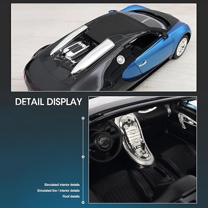 Vinie Remote Control Car for Boys RC Cars Bugatti Veyron 1:14 Scale Officially Licensed Kids Toys Drift Car with Cool Led Lights 4 5 6 7 8 9 10 11 12 Year Old Boy Birthday Gift (Blue)