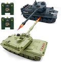 RC Tank 1/28 Scale Remote Control Battle Tank Set with Sounds/Lights/Battle Game/Life Indicator 2.4G 9 Channels Radio Control Car Infrared Shoot WW2 Military Vehicle Model Toys for Boys Kids Adults