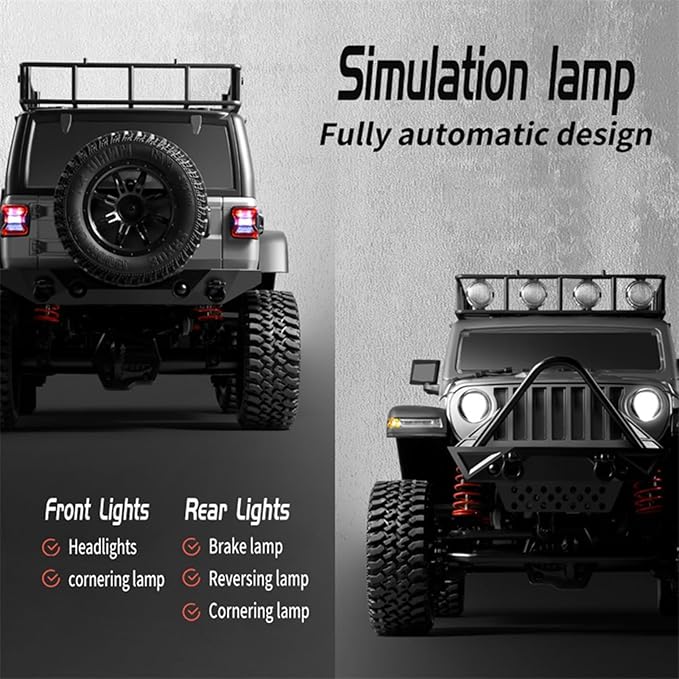 GoolRC 1:12 Scale 4 Wheel Drive Remote Control Car Off-Road Truck with Lights 2.4G Remote Control Crawler