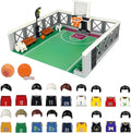 Basketball Court Building Block Set with 18 Sport Figures Compatible with Lego 853792 Accessory Basketball Accessory with Solt Can Be Held Bench Hoop for Basketball Fans