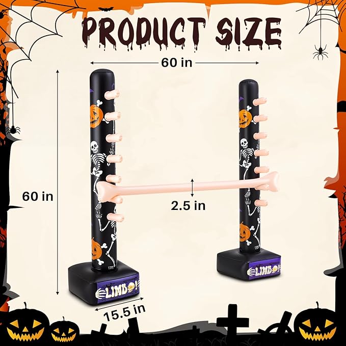 Threan Halloween Party Games Inflatable Limbo Game for Adults Easy Spooky Limbo Carnival Game Enhance Family Bonding for Indoor Outdoor Birthday Halloween Party Games Picnic Pool