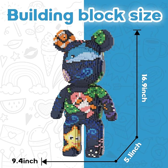Underwater World Bear Building Blocks (7000 PCS) 3D Micro Animal DIY Bear Building Blocks for Adults &amp Teenager Creative Toys Ideal Gift for Family &amp Friends