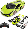 RASTAR 97400 1/18 72PCS Officially Licensed RC Race Car Building Kits for Lamborghini Sian FKP37 with Remote Motor &amp DIY Decals for Play &amp Display - Ideal Gift for Racing Car Fans Ages 8+