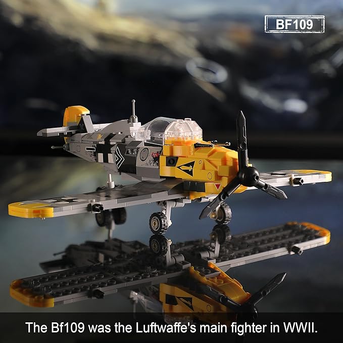 WW2 Military Toys Building Sets Compatible with Lego Create a BF109 Plane Fighter Jet &amp a Karl Giant Mortar Tank Great WWII Army Airplane Toy for Boys and Kids Age 8-12