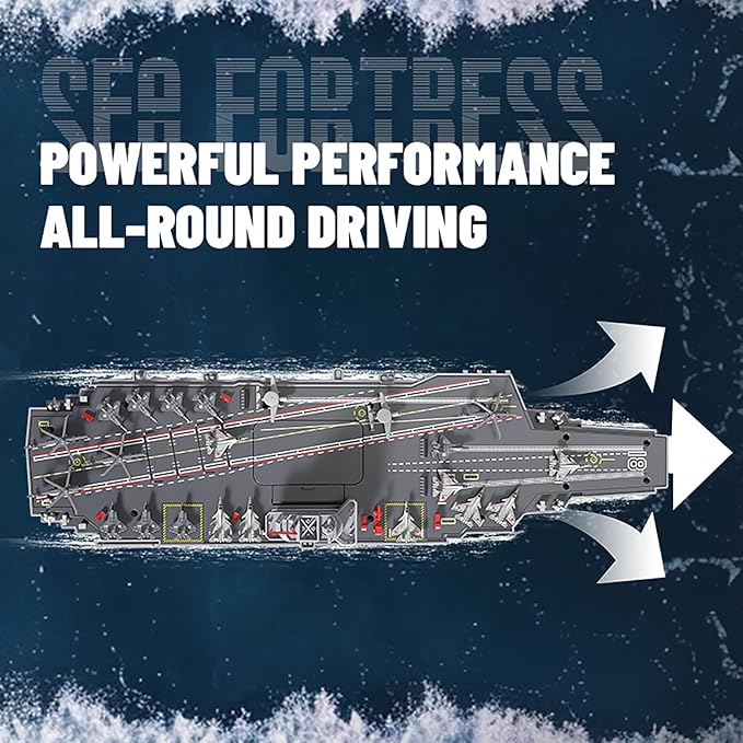 40CM S19 Hobby RC Boat for 14y+ Beginners Remote Controlled Warship Aircraft Carrier 4WD 2.4G Battleship 10km/h On Water Lakes Pools