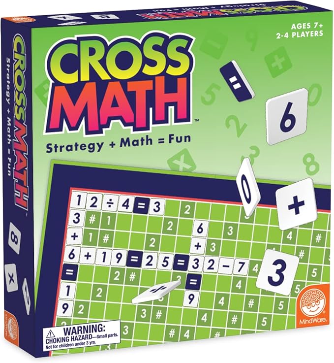 MindWare CrossMath - Engaging 2-4 Player Math Games for Kids Multiplication Game - Includes Additional Activities and Guidebook
