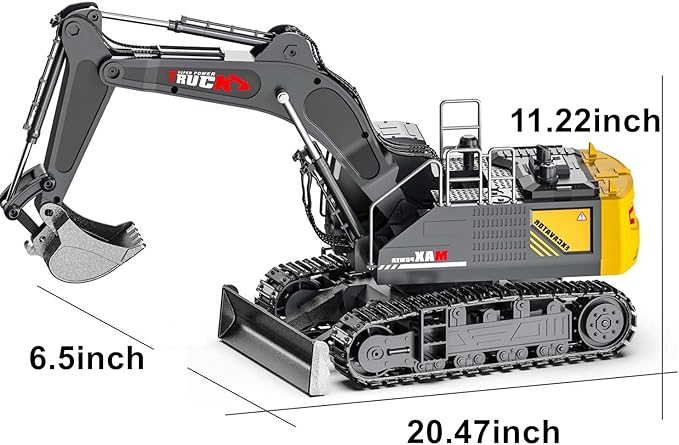 15 Channel RC Excavator Metal ShovelRC Digger Construction ToysDozer TractorSimulated Smoke Sound Metal Digging Head Best Gift for 3+ Old Boys Adults