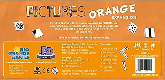 Rio Grande Games Pictures Orange Expansion Board Game for Family Creative Party Games with 55 New Cards Play for Ages 14 Plus 3-6 Players