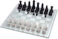 Avant-Garde Black Frosted Glass Chess Set with Mirror Board