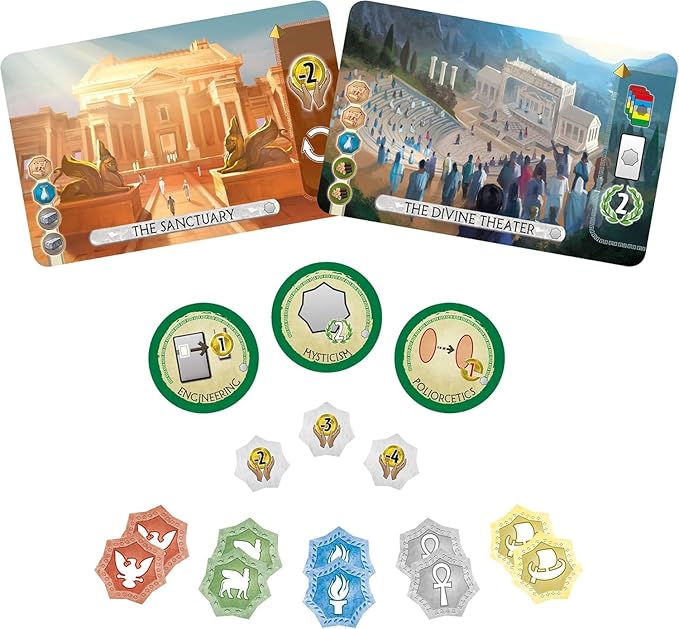 Asmodee 7 Wonders Duel Pantheon Board Game Expansion - Intense Two-Player Battles in the Ancient World Strategy Game for Kids and Adults Ages 10+ 2 Players 30 Minute Playtime