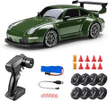 High Speed 1:24 4WD RC Drift Car with Proportional 2.4G Remote Control Dual Tire Configuration and LED Light Racing Vehicle Model for Adults Enthusiasts– Olive Green
