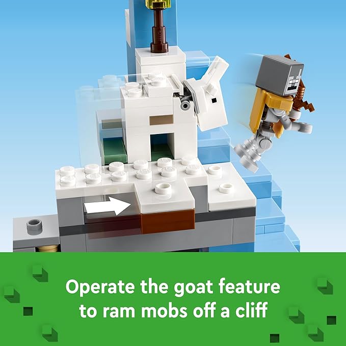 LEGO Minecraft The Frozen Peaks 21243 Cave Mountain Set with Steve Creeper Goat Figures &amp Accessories ICY Biome Toy for Kids Age 8 Plus Years Old