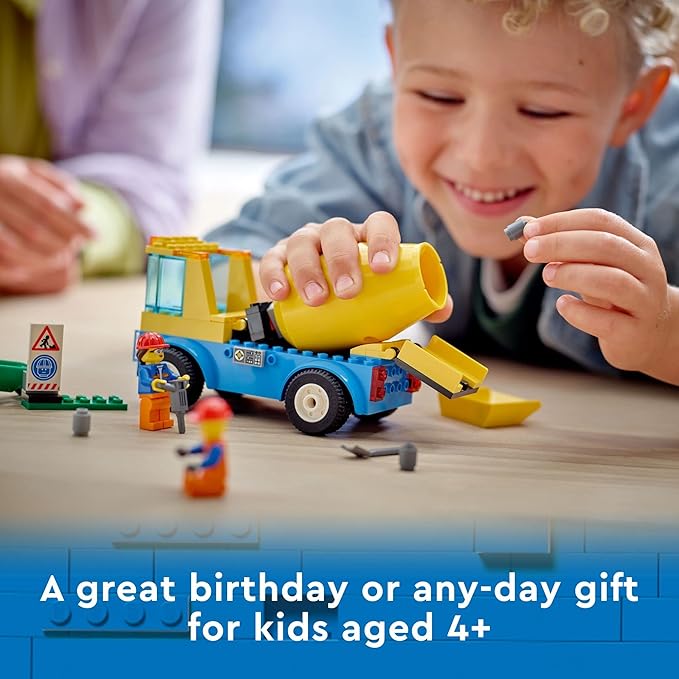 LEGO City Great Vehicles Cement Mixer Truck 60325 Building Toy Set for Preschool Kids Boys and Girls Ages 4+ (85 Pieces)