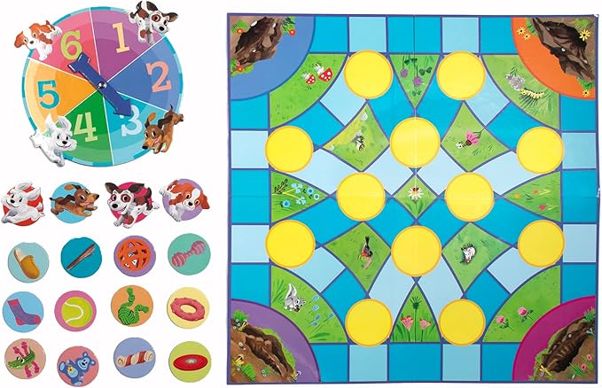 eeBoo: Puppy Fuffle - A Game of Counting &amp Simple Strategy Kids Spinner Board Game Collect Toys &amp Treats Preschool Ages 4+ 2-4 Players 15-25 Min