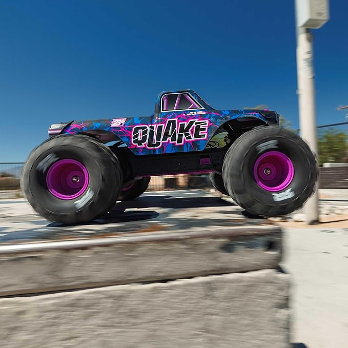 ARRMA RC Truck 1/10 Quake 223S 2WD RTR (Battery and Charger Not Included) Brushless Monster Truck Purple ARA3537T3