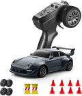 ACAMMZAR Mini RC Drift Car with Gyro 1:43 4WD Full Proportional RC Cars 18KM/H High Speed Remote Control Car with Lights Extra Racing Tires Vehicle for Adults Kids Boys Gray