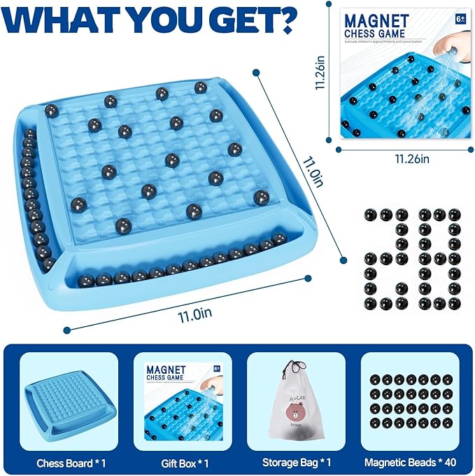 Magnet Game Board Game for Kids 8-12 Magnetic Games for Kids and Adults Family Game Night Gift for Kids Teen Adult 2-4 Players (Blue)