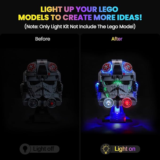 Upgraded Led Light Kit Compatible with Lego at-at Driver Helmet Building Set Lights Decoration Compatible with Lego 75429 (Model Not Included)