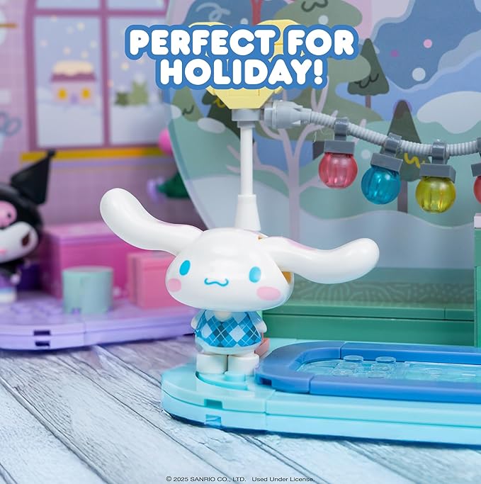 Hamee Sanrio Hello Kitty and Friends Holiday Collection Cute Building Blocks Figure Set – [Birthday Gift Party Favor Gift Basket Filler Stress Relief Collectible Relaxation] – Cinnamoroll