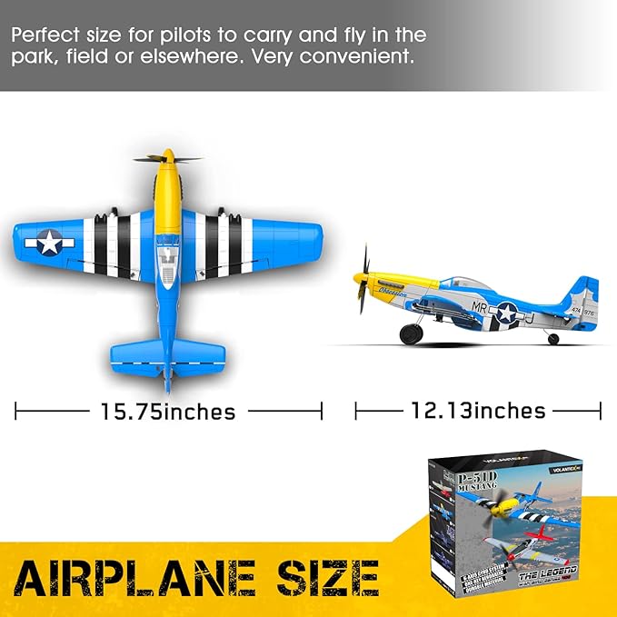 4-Channel Remote Control AircraftP51 Mustang 4-CH RC PlaneReady to Fly RC Plane for Adult with X-Pilot Stabilization System One Key Aerobatics 2.4GHz 6-Axis Gyro