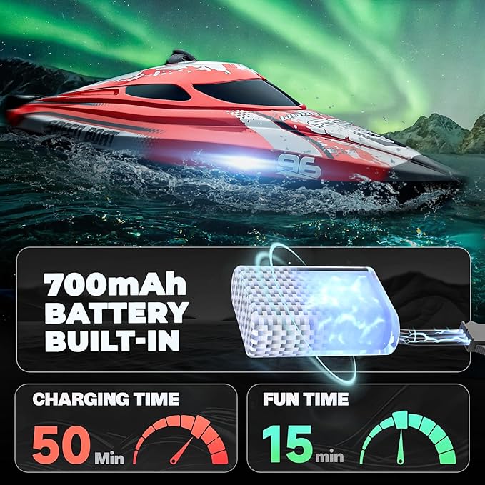 BEZGAR RC Boat 12 inch Remote Control Boat for Kids and Adults 25 KPH Fast RC Speed Boats with 700mAh Battery Ideal Waterproof Toy Boats for Lakes &amp Pools - TX126 Green