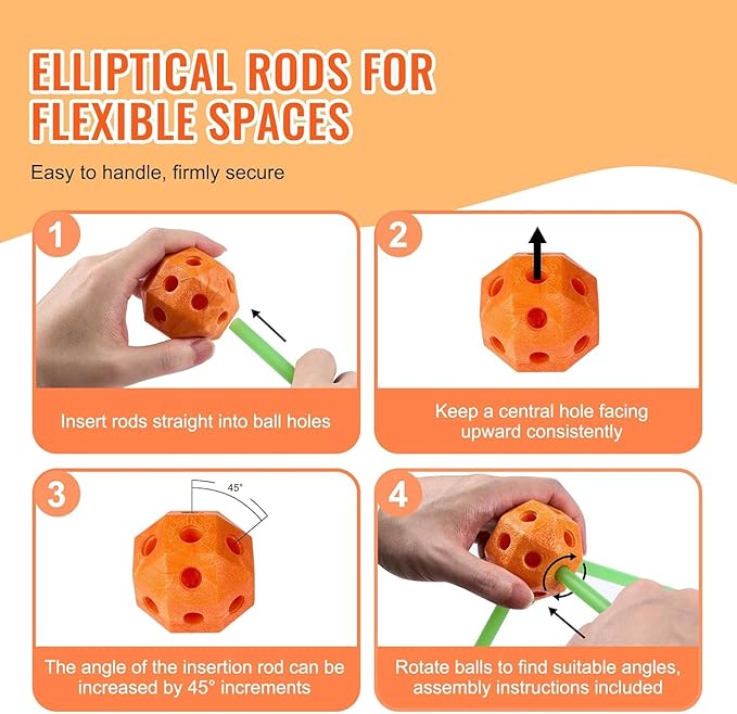 VEVOR Fort Building Kit for Kids 140PCS Glow in The Dark STEM Building Toys Educational Gift for 4 5 6 7 8+ Year Old Boys &amp Girls Indoor Outdoor Kids Fort Building Kit with 96 Rods and 44 Balls