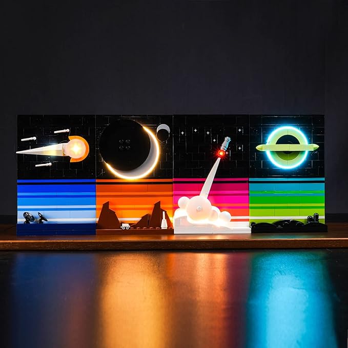VONADO Light Kit Compatible with Lego Tales of The Space Age DIY Lighting Compatible with Lego 21340 Building Set (No Model) Lights Compatible with Lego Space 3D Postcards for Astronomy Lovers