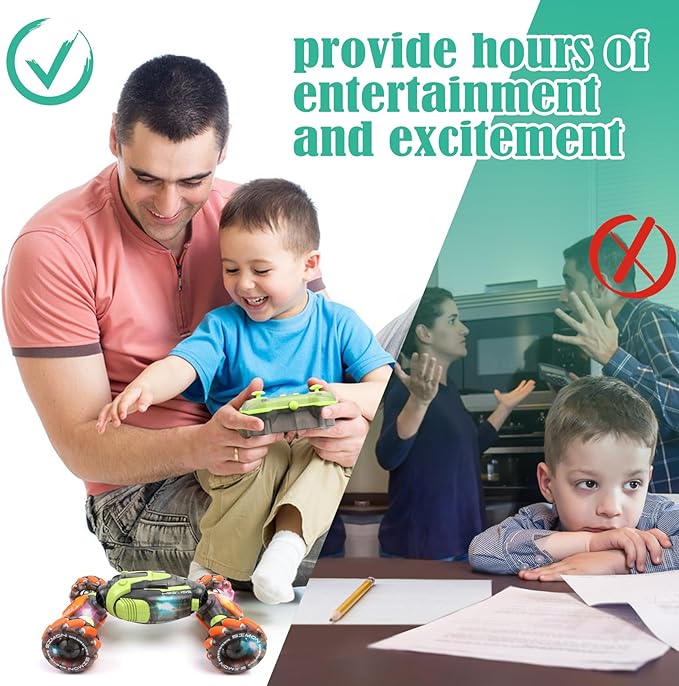Gesture Sensing RC Stunt Car - Remote &amp Hand-Controlled Drift Toy for Kids Ages 5-7 6-8 9 10 11 12 Year Old 4WD Double-Sided Driving with Lights &amp Music