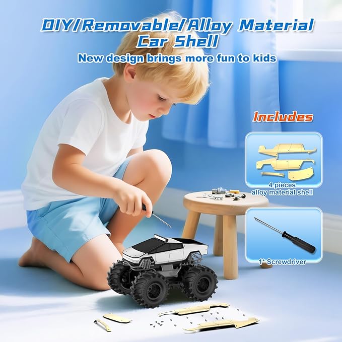 Amphibious Remote Control Car 1:18 Monster Truck Toys for Boys RC Cars 2.4 GHz Waterproof RC Trucks 4WD All Terrain Off-Road Pickup Kids Christmas Birthday Gifts Present Boys Girls Toys Ages 6+