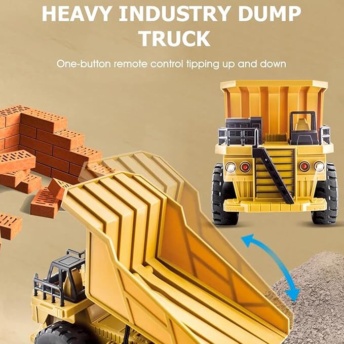 Remote Control Dump Truck 2.4Ghz 6 Channel RC Construction Vehicle Toy with Lights Music Electric Transport Garbage Truck Toys for Teen Birthday Gift