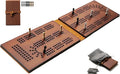 Jeereal Travel Cribbage Board Game Leather &amp Solid Bambo-Wood Pocket Sized Tiny Card Game Board (Bamboo|3 Tracks)