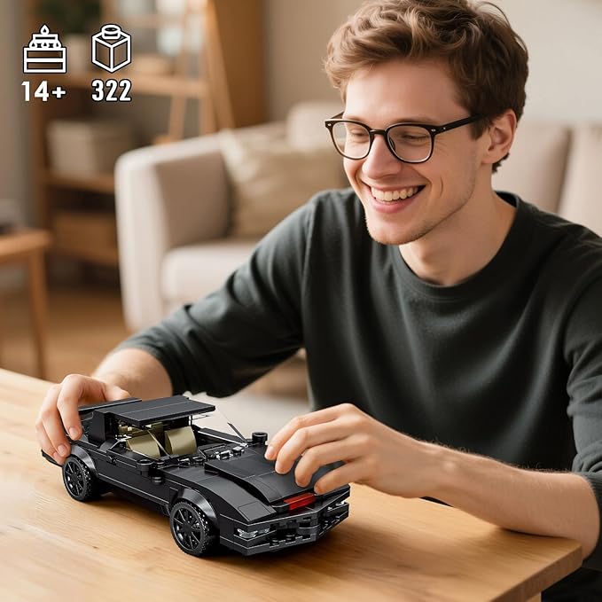 HIGH GODO Car Building Set Vintage Racing Car Decor Model Kit Cool Sports Cars Toys Gifts for Adults Teens Age 14+ (332 Pieces)