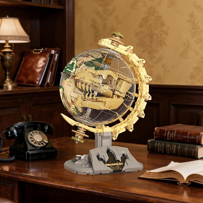 Dinosaur Skull Fossils Globe Building Set360° Rotatable Globe Display Model with LED LightSTEM Skeleton Model Educational Toy Gifts for Boys and Girls Ages 14+
