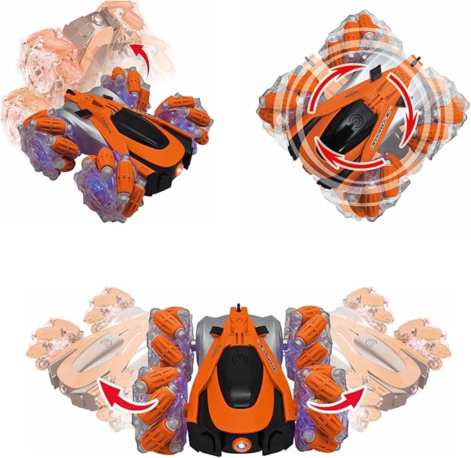 LEXiBOOK - Crosslander Glow-in-The-Dark Radio Control car Remote Control Rechargeable Electronic Action Game Orange/Black RC21