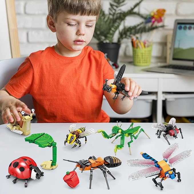 Lynda Insect Building Blocks Set Educational STEM Toys with Dragonfly Mantis Bee Ladybug Etc8 Years OldPerfect for Display Play As a Unique Gift for Insect Enthusiasts.