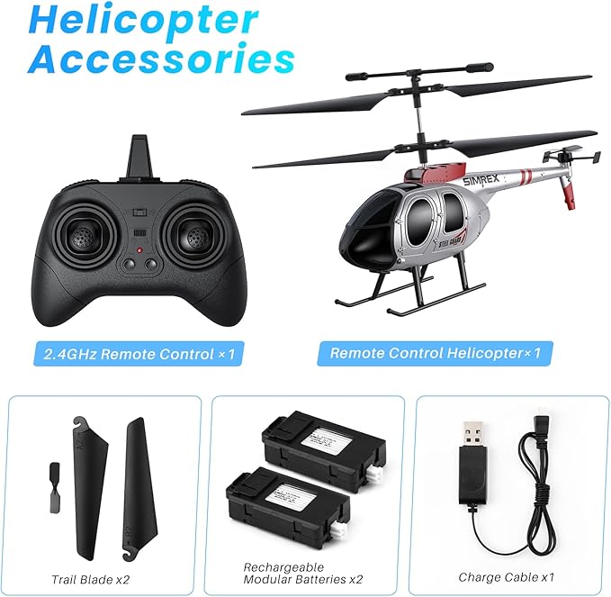 SIMREX RC HelicopterRemote Control Helicopter Toy for Kids &amp Beginners Altitude Hold 2 Speeds2 Batteries Gift for Kids Boys Girls