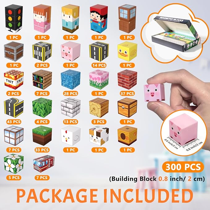 Vdealen 300 PCS Magnetic Blocks-Magnetic Building Blocks Stacking Magnetic Cubes Toy for Kids STEM Montessori Sensory Toys for Boys and Girls Age 3 4 5 6 7 8 9 10 11 12 Christmas Birthday Gift