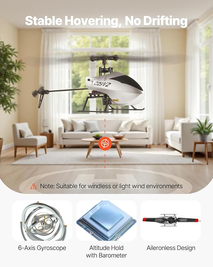 VEVOR RC Helicopter 2.4GHz Single Propeller Remote Control Helicopter with Gyro 4-Channel RC Airplane for Beginner 39 Min Flight Time One-Key Takeoff/Landing Toys for Kids Ages 8 and up
