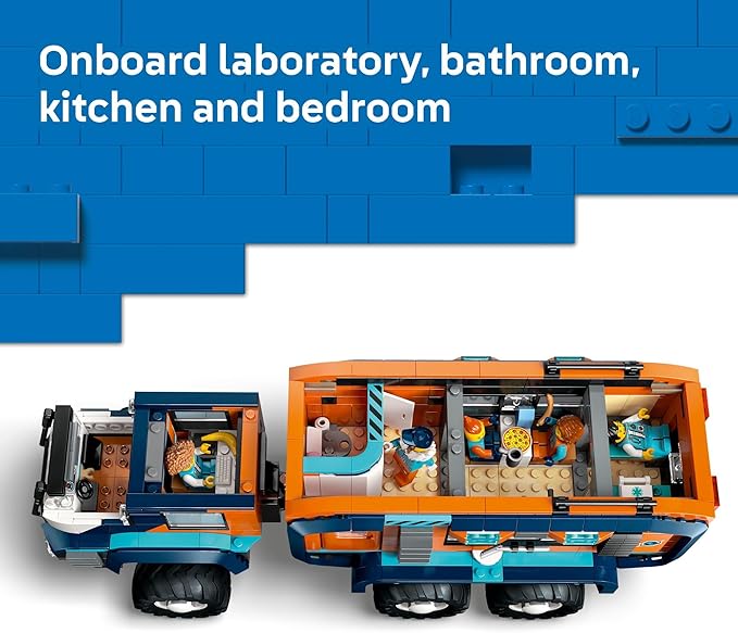 LEGO City Arctic Explorer Science Lab Truck Building Toy - STEM Pretend Play Set for Boys &amp Girls Ages 8+ - Buildable Toy Truck for Kids W/5 Minifigures - Gift Idea for Birthdays - 60471
