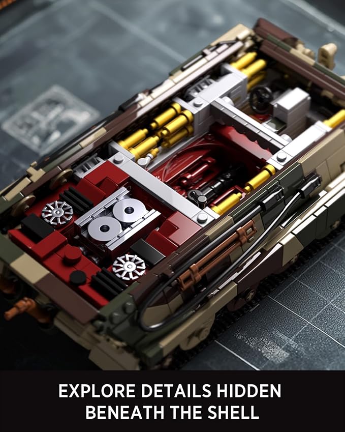 Nifeliz King Tiger Tank Building Set WW2 Military Tank Model Toy for Adults Collectible Army Display Piece and Gift for Enthusiasts (1267 PCS NF10315)