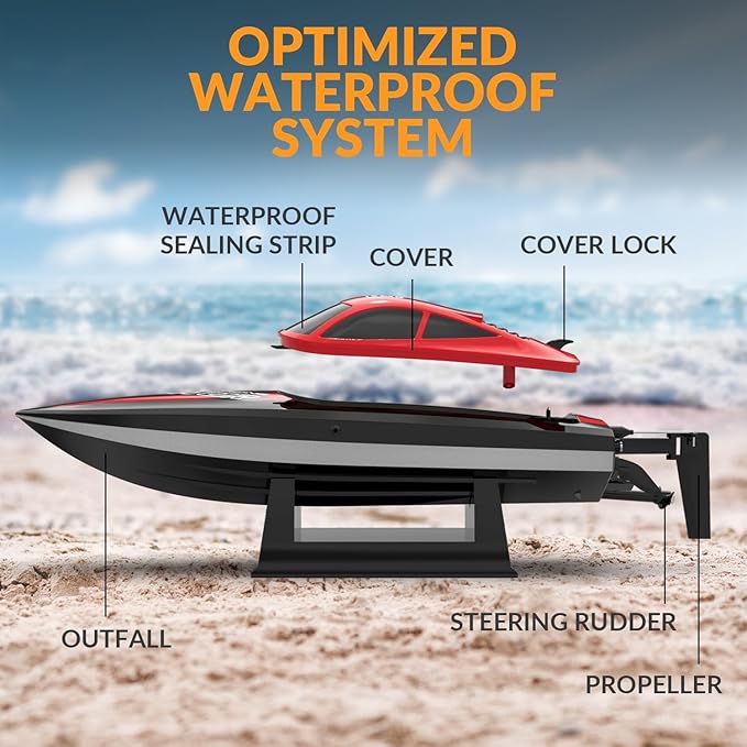 VOLANTEXRC RC Boat 20MPH Fast Remote Control Boat for Adults 2.4Ghz Toy Boat for Pools and Lake with 2 Rechargeable Batteries Toys Gifts for Adults Red