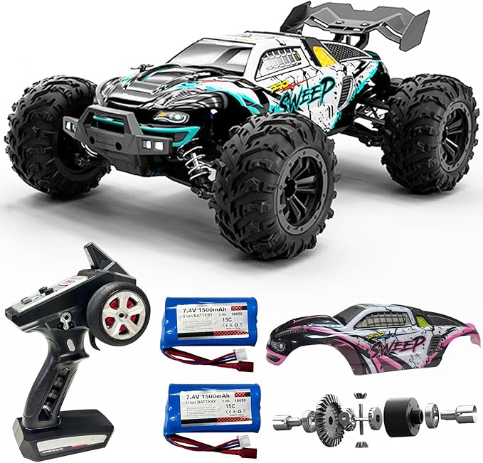 1:16 Scale Brushless RC Car for Adults 45+ MPH High Speed 4WD Waterproof Off-Road All-Terrain RC Truck with 2 Batteries &amp 2.4GHz Controller (1:16 Scale Brushless)
