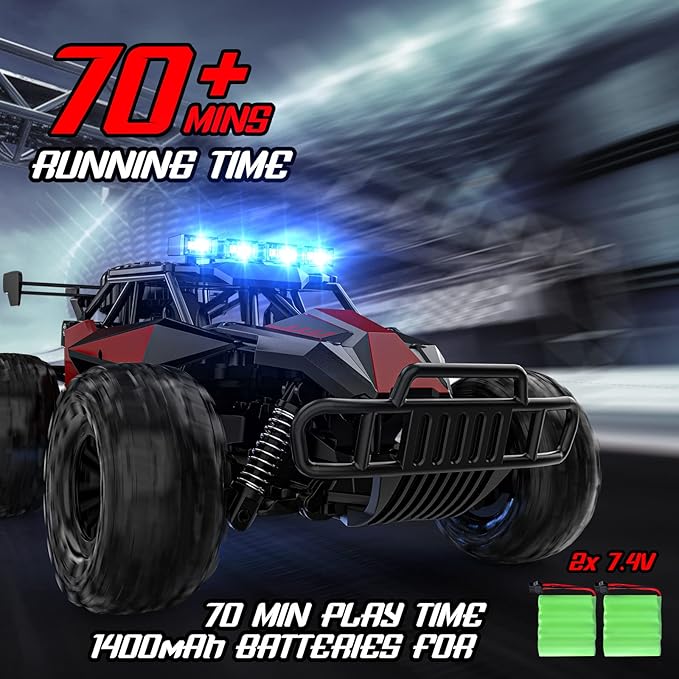BLUEJAY Remote Control Car 2.4GHz High Speed 33KM/H RC Cars Toys 1:12 Monster RC Truck Off Road with LED Headlight and Rechargeable Battery Gifts for Adults Boys 8-12