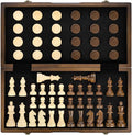 AMEROUS Magnetic Wooden Chess and Checkers Game Set 15 Inches (2 in 1) Chess Board Games 2 Extra Queens - Gift Package - Game Pieces Storage Slots Beginner Chess Set for Kids Adults