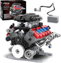 V8 Engine Building Set Model Kit for Adults Build Your Own MOC Mini V8 Engine Model Toy with Motor Display Home Office Decor Ideal Gift 1189PCS