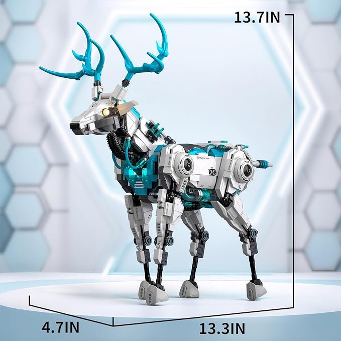 BNG Mechanical Deer Building Sets for AdultAnimal Collection Toy with Base for Home or Office DecorCreative Building Gift for Teens Boys and Girls 8-14 (1566PCS)