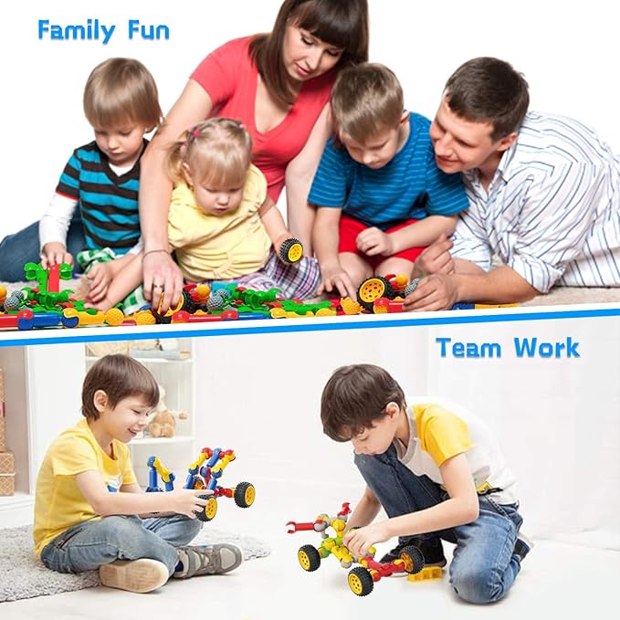 Kids Building Kit STEM Toys 110 Pcs Educational Construction Engineering Building Blocks DIY Learning Set for Ages 3-10 Year Old Boys Girls Best Gift for Children Creative Games Fun Play