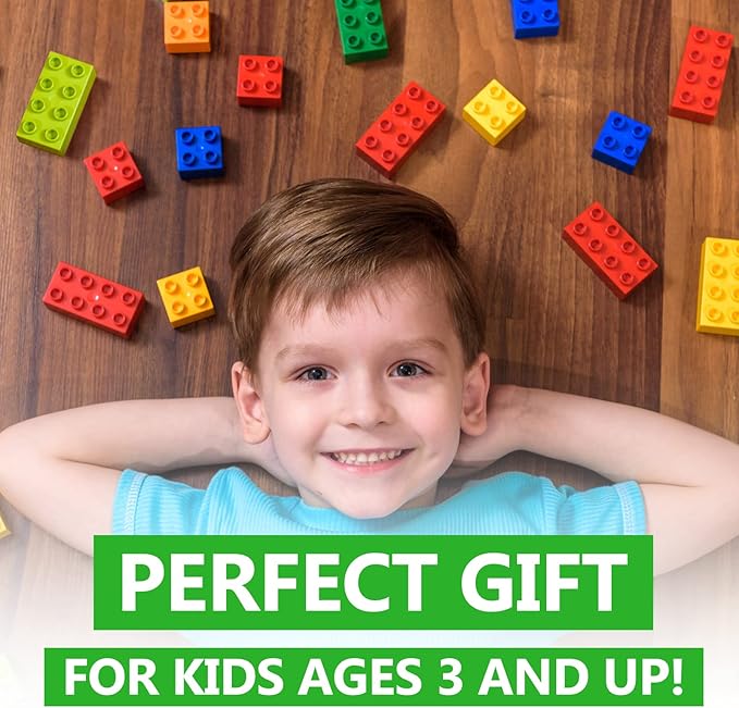 100 Pcs Jumbo Building Blocks Set for Toddlers (80 Square &amp 20 Rectangle) | Compatible Big Construction Bricks in 5 Colors | Kids Ages 3+ STEM Toy